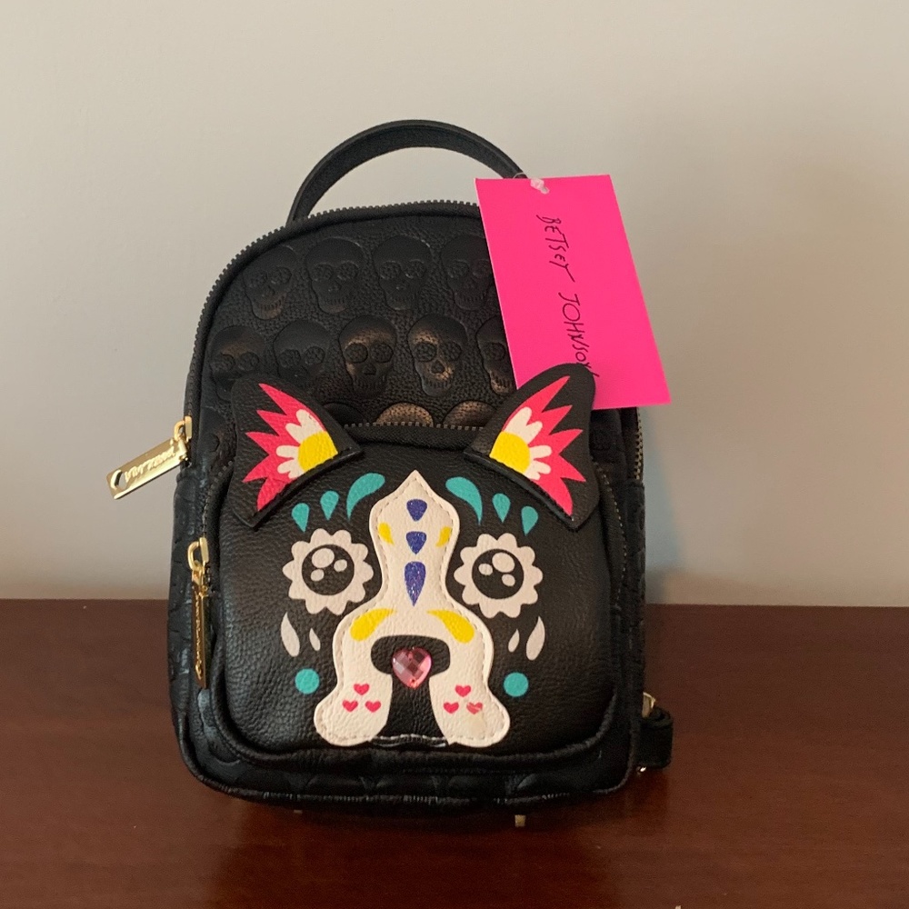Betsey Johnson XOBAYBEE Skull Embossed Dog Mini Backpack